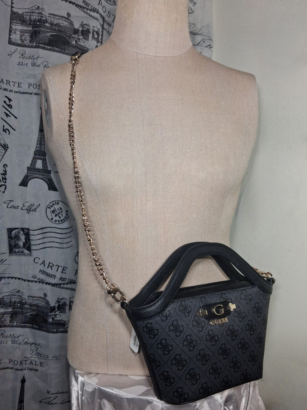 GUESS Coal Logo Lindsey Mini Crossbody Bag